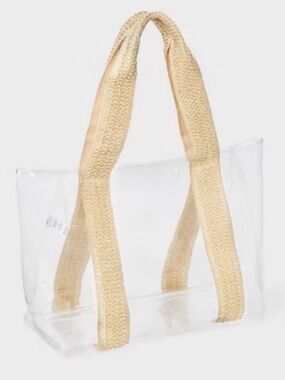 NWT Shade & Shore Clear Tote with Natural Woven Handles